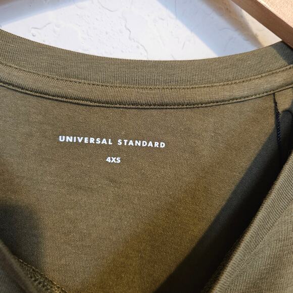 Universal Standard Tee Rex Short Sleeve Olive Green Size 0-00 Casual Fall Basic - Picture 3 of 9